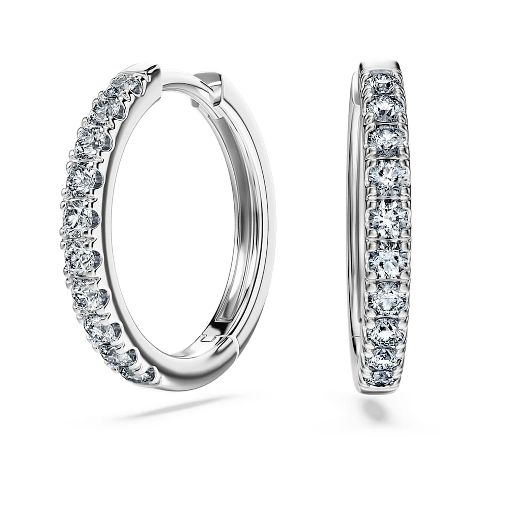 Eternity hoop earrings, Lab-grown diamonds 0.5 ct tw, Round shape, Large, 14K white gold by SWAROVSKI