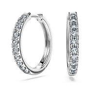Eternity hoop earrings, Lab-grown diamonds 0.5 ct tw, Round shape, Large, 14K white gold by SWAROVSKI