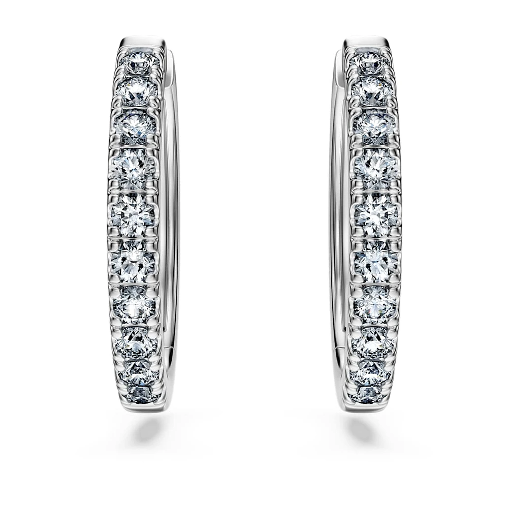 Eternity hoop earrings, Lab-grown diamonds 0.5 ct tw, Round shape, Large, 14K white gold by SWAROVSKI