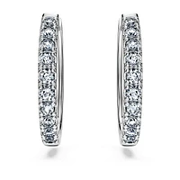 Eternity hoop earrings, Lab-grown diamonds 0.5 ct tw, Round shape, Large, 14K white gold by SWAROVSKI