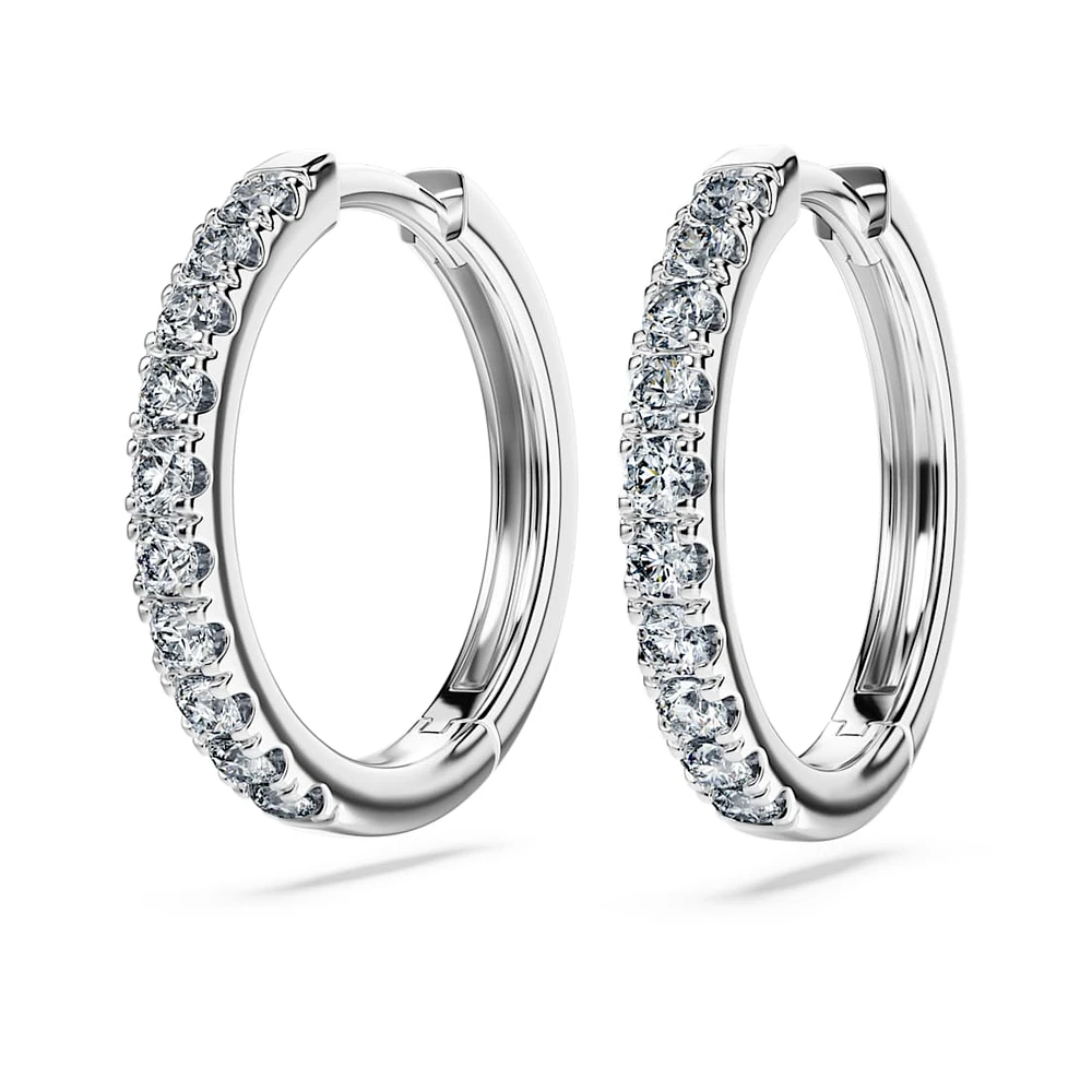 Eternity hoop earrings, Lab-grown diamonds 0.5 ct tw, Round shape, Large, 14K white gold by SWAROVSKI