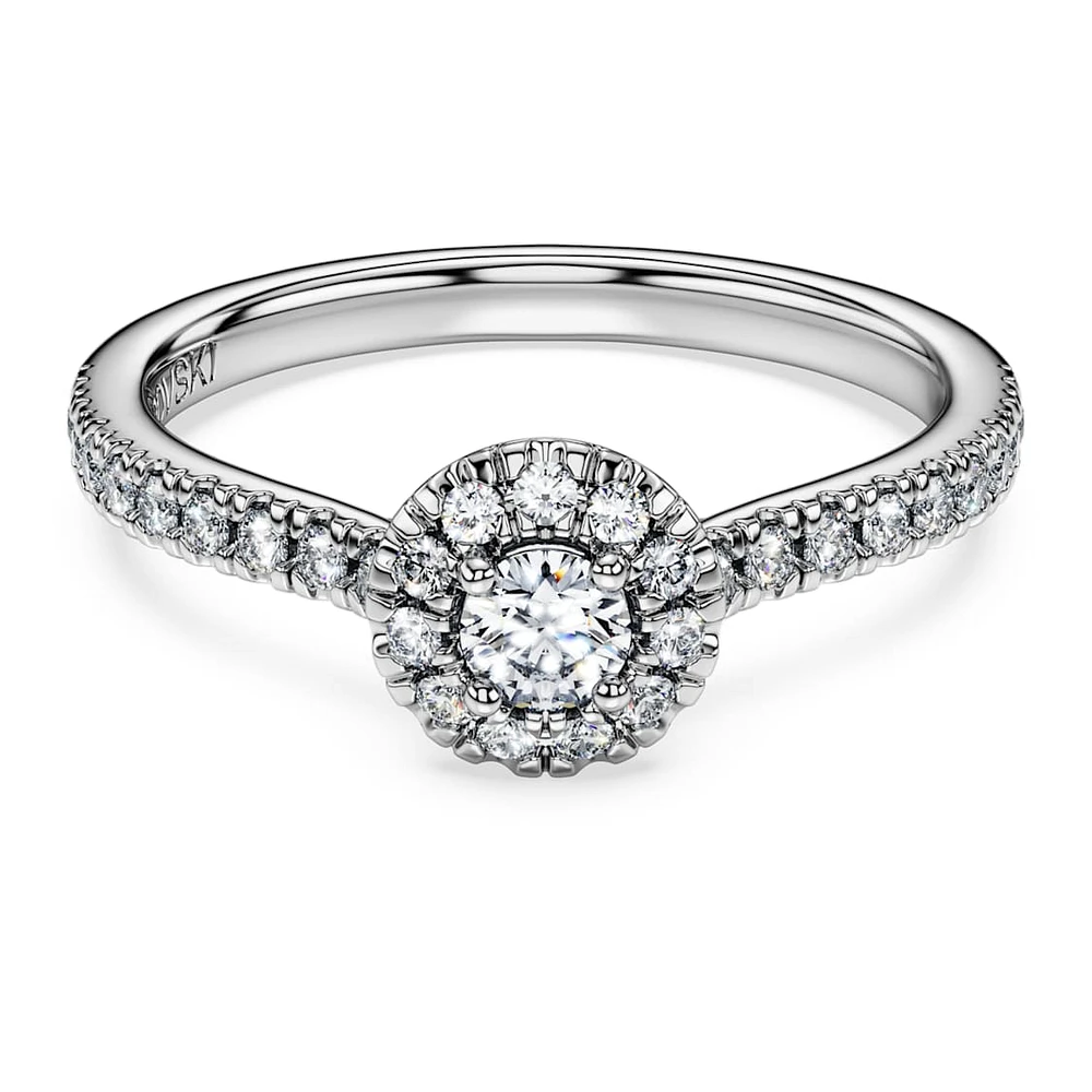 Eternity halo solitaire ring, Lab-grown diamonds 0.45 ct tw, Round shape, Sterling silver by SWAROVSKI