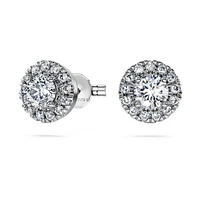 Eternity halo stud earrings, Lab-grown diamonds ct tw, Round shape