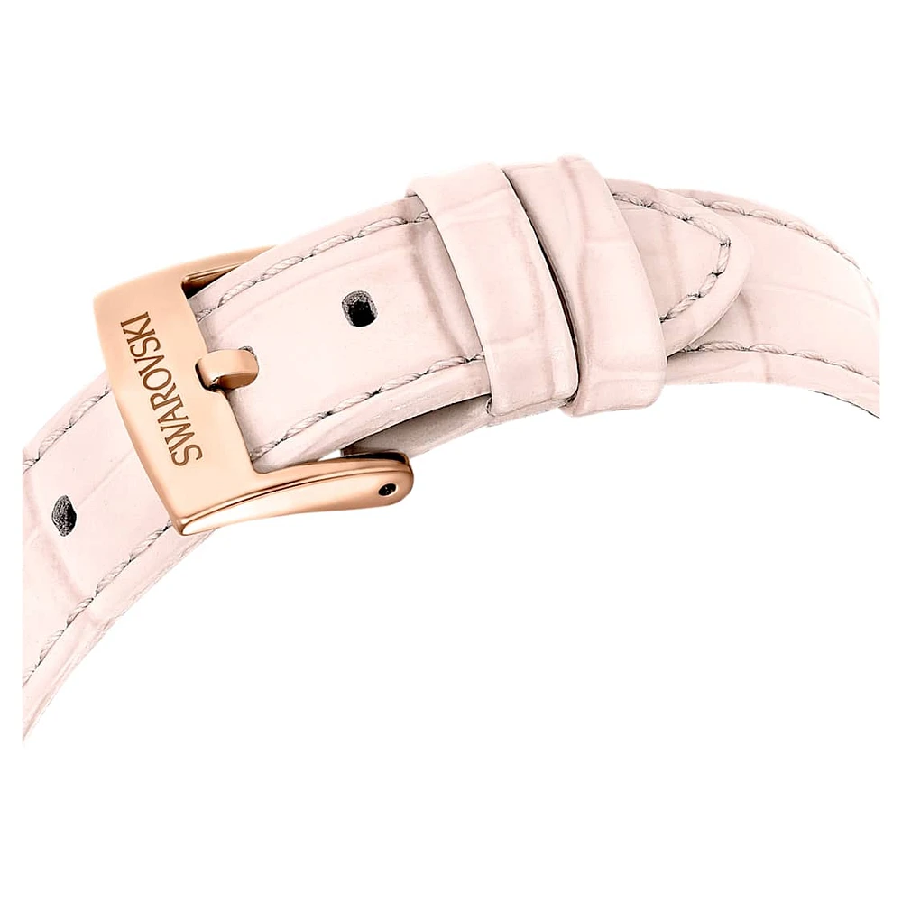 Matrix tennis chrono watch, Swiss Made, Leather strap, Pink, Rose gold-tone finish by SWAROVSKI