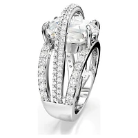 Hyperbola cocktail ring, Mixed cuts, White, Rhodium plated by SWAROVSKI