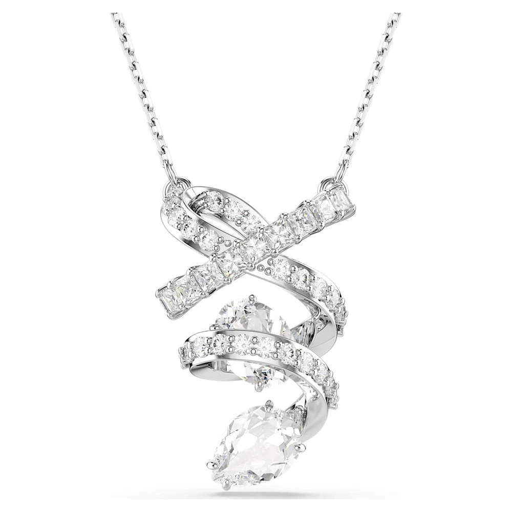 Hyperbola pendant, Mixed cuts, White, Rhodium plated by SWAROVSKI