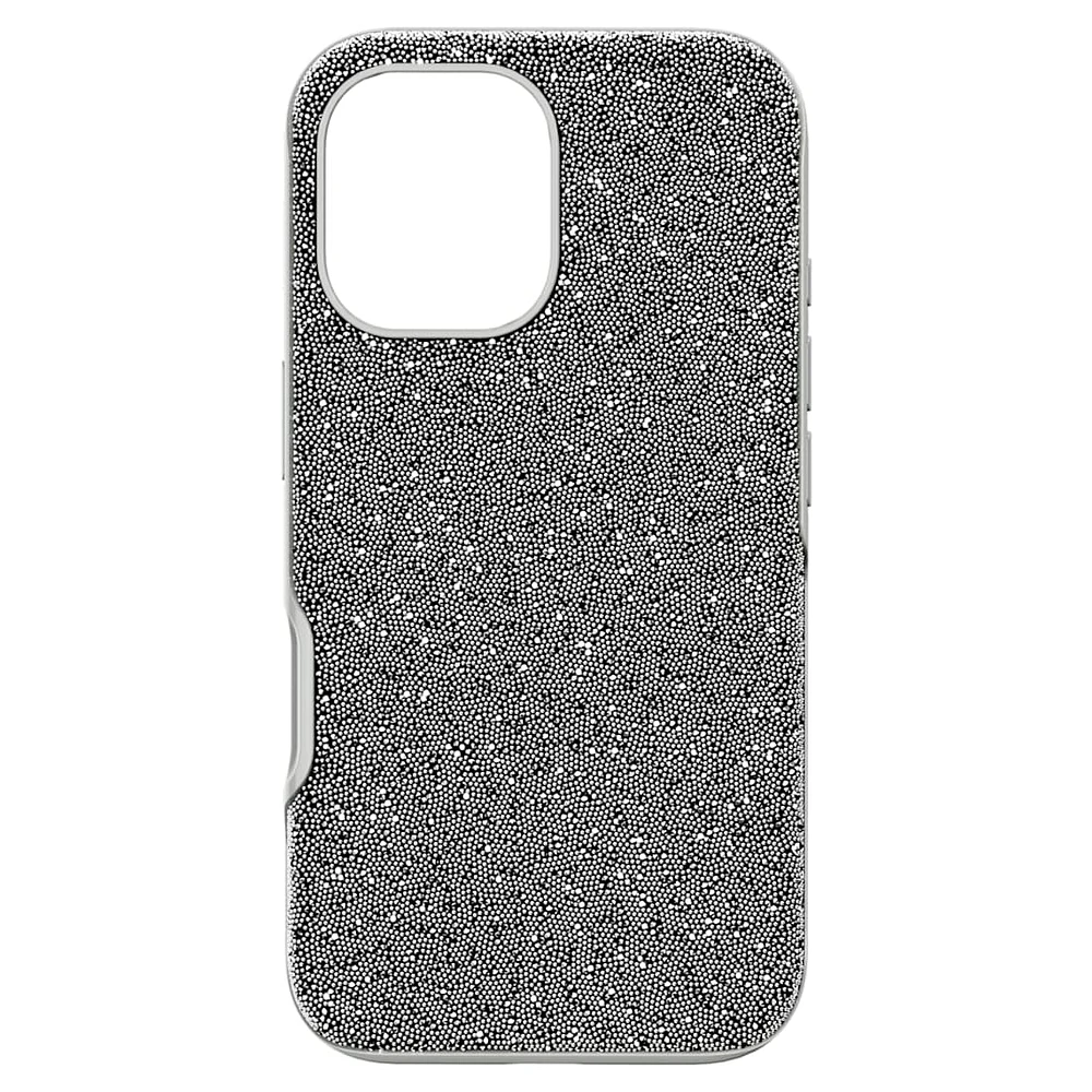 High smartphone case, iPhone® 16, Silver tone by SWAROVSKI