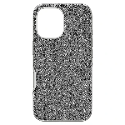 High smartphone case, iPhone® 16, Silver tone by SWAROVSKI