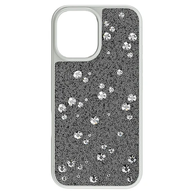 High smartphone case, Scattered design, iPhone® 16, Silver tone by SWAROVSKI