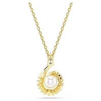 Snake pendant, Crystal pearl, Mixed cuts, Year of the Snake, White, Gold-tone plated by SWAROVSKI