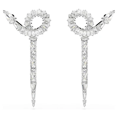 Snake drop earrings, Mixed cuts, Year of the Snake, White, Rhodium plated by SWAROVSKI