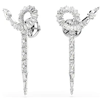 Snake drop earrings, Mixed cuts, Year of the Snake, White, Rhodium plated by SWAROVSKI