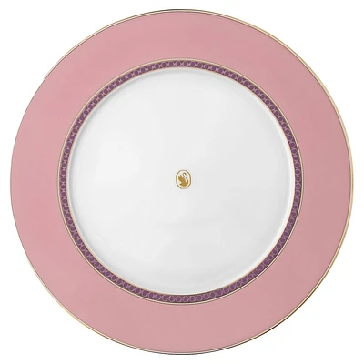 Signum dinner plate, Porcelain, Pink by SWAROVSKI