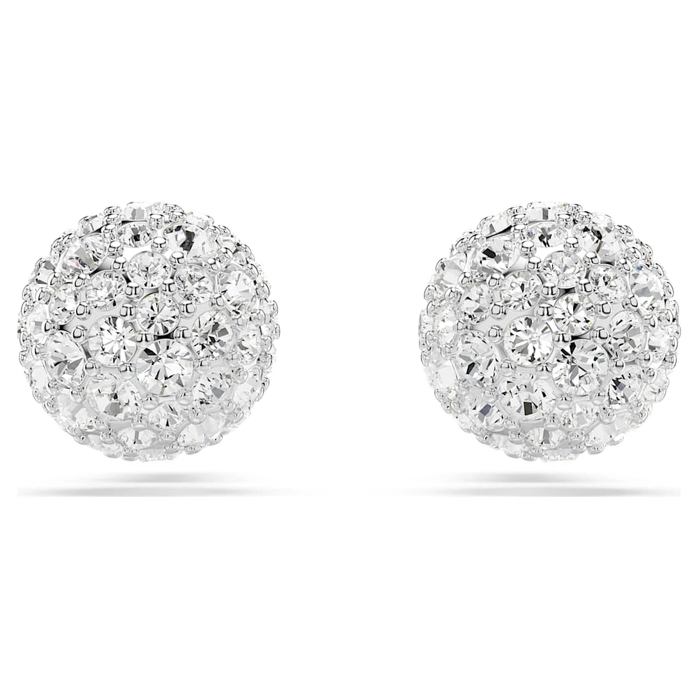 Dextera stud earrings, Round cut, Sphere, White, Rhodium plated by SWAROVSKI