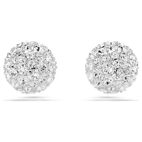 Dextera stud earrings, Round cut, Sphere, White, Rhodium plated by SWAROVSKI