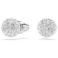 Dextera stud earrings, Round cut, Sphere, White, Rhodium plated by SWAROVSKI