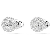 Dextera stud earrings, Round cut, Sphere, White, Rhodium plated by SWAROVSKI