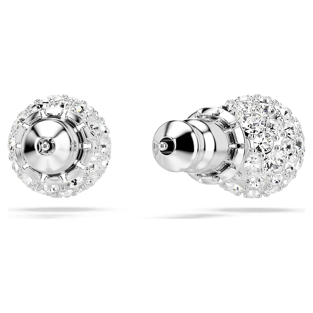 Dextera stud earrings, Round cut, Sphere, White, Rhodium plated by SWAROVSKI