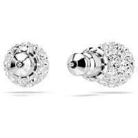 Dextera stud earrings, Round cut, Sphere, White, Rhodium plated by SWAROVSKI