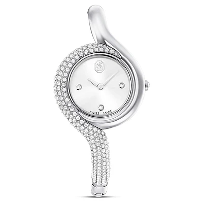 Dextera asymmetric watch, Swiss Made, Metal bracelet, Silver tone, Stainless Steel by SWAROVSKI
