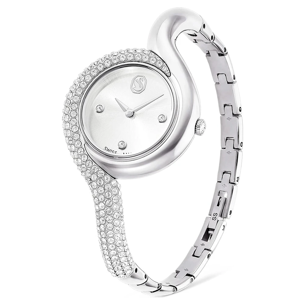 Dextera asymmetric watch, Swiss Made, Metal bracelet, Silver Tone, Stainless steel by SWAROVSKI