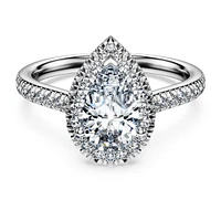 Eternity halo solitaire ring, Lab-grown diamonds 1.3 ct tw, Mixed shapes, 14K white gold by SWAROVSKI