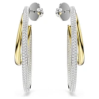 Hyperbola hoop earrings, Round cut, Medium, White, Mixed metal finish by SWAROVSKI