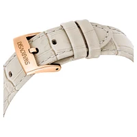 Matrix tennis chrono watch, Swiss Made, Leather strap, Beige, Rose gold-tone finish by SWAROVSKI