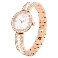 Matrix pearl bangle bangle watch, Swiss Made, Crystal bracelet, White, Rose gold-tone finish by SWAROVSKI