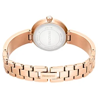 Matrix pearl bangle bangle watch, Swiss Made, Crystal bracelet, White, Rose gold-tone finish by SWAROVSKI