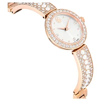 Matrix pearl bangle bangle watch, Swiss Made, Crystal bracelet, White, Rose gold-tone finish by SWAROVSKI