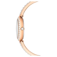 Matrix pearl bangle bangle watch, Swiss Made, Crystal bracelet, White, Rose gold-tone finish by SWAROVSKI
