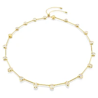 Imber Tennis necklace, Magnetic closure, Mixed cuts, White, Gold-tone plated by SWAROVSKI