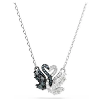 Swan pendant, Swan, Black, Mixed metal finish by SWAROVSKI