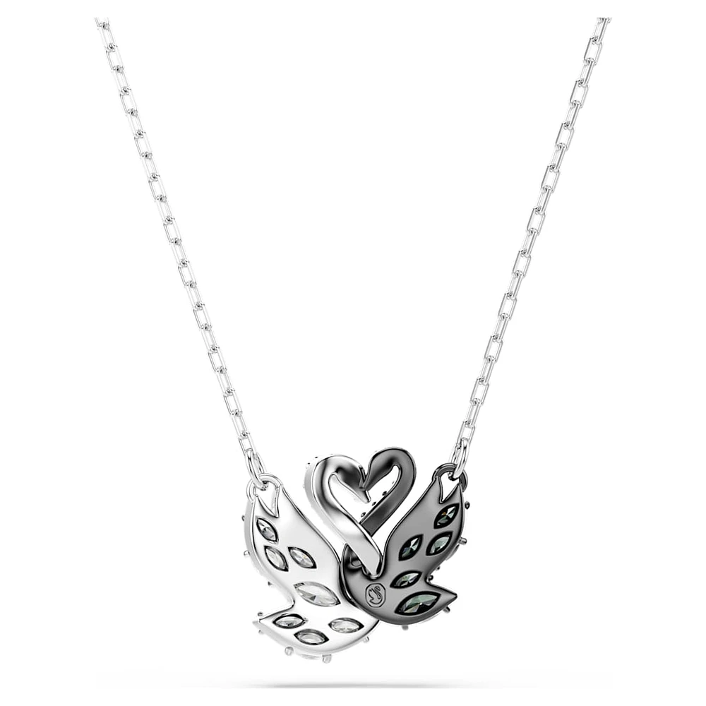 Swan pendant, Swan, Black, Mixed metal finish by SWAROVSKI