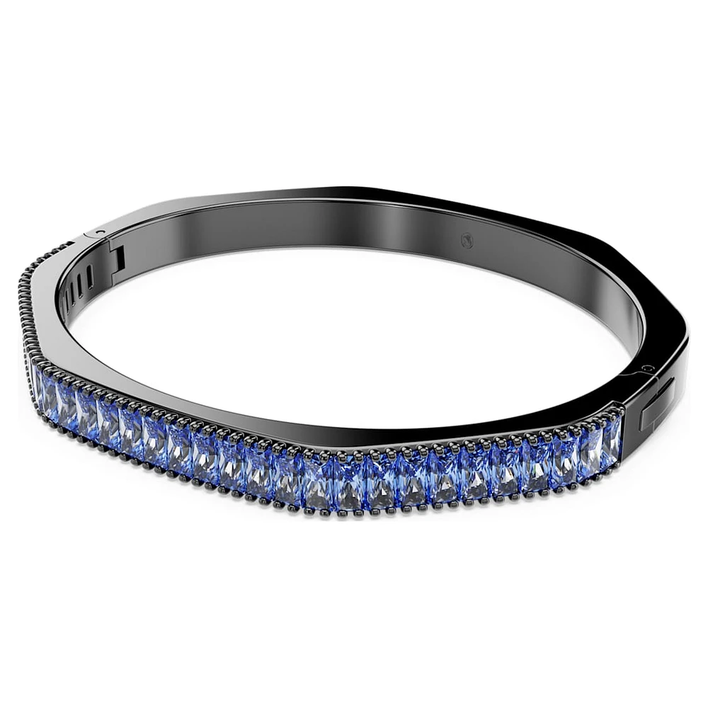 Matrix bangle, Baguette cut, Octagon shape, Blue, Ruthenium plated by SWAROVSKI