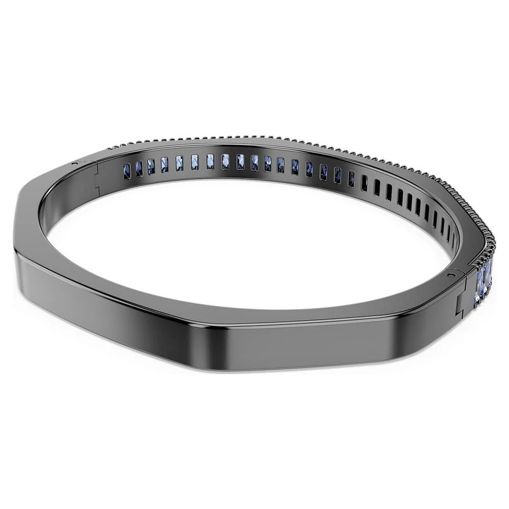 Matrix bangle, Baguette cut, Octagon shape, Blue, Ruthenium plated by SWAROVSKI