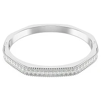Matrix bangle, Baguette cut, Octagon shape, White, Rhodium plated by SWAROVSKI