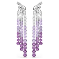Matrix Clip earrings, Color gradient, Round cuts, Purple, Rhodium plated by SWAROVSKI