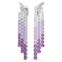Matrix Clip earrings, Color gradient, Round cuts, Purple, Rhodium plated by SWAROVSKI