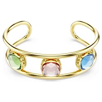 Chroma cuff, Cushion cut, Multicoloured, Gold-tone plated by SWAROVSKI