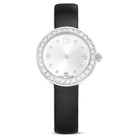 Matrix tennis watch, Swiss Made, Leather strap, Black, Stainless steel by SWAROVSKI