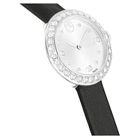 Matrix tennis watch, Swiss Made, Leather strap, Black, Stainless steel by SWAROVSKI