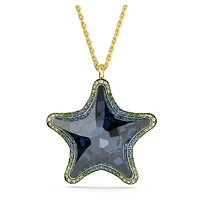 Idyllia SCS pendant, Starfish, Blue, Gold-tone plated by SWAROVSKI