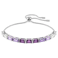Matrix Tennis bracelet, Baguette cut, Purple, Rhodium plated by SWAROVSKI