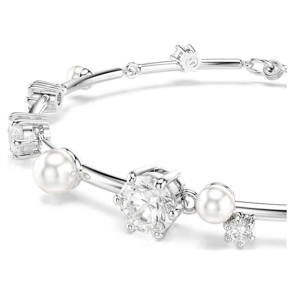Constella Tennis bracelet, Crystal pearl, Round cuts, White