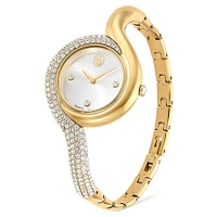 Dextera asymmetric watch, Swiss Made, Metal bracelet, Gold tone, Gold-tone finish by SWAROVSKI