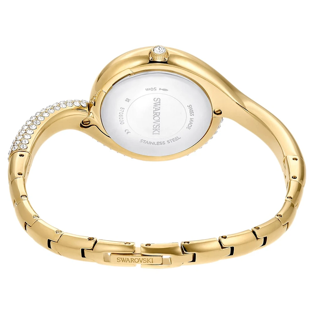 Dextera asymmetric watch, Swiss Made, Metal bracelet, Gold tone, Gold-tone finish by SWAROVSKI
