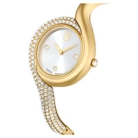 Dextera asymmetric watch, Swiss Made, Metal bracelet, Gold tone, Gold-tone finish by SWAROVSKI