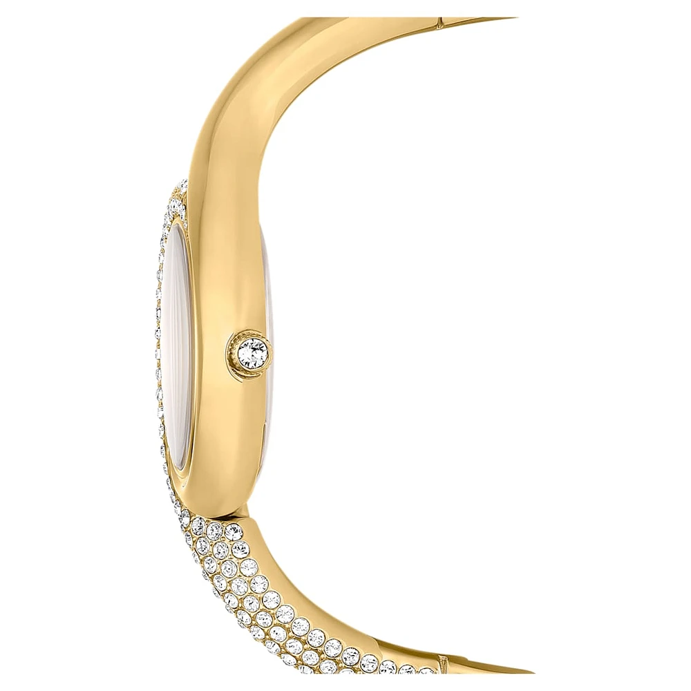 Dextera asymmetric watch, Swiss Made, Metal bracelet, Gold tone, Gold-tone finish by SWAROVSKI